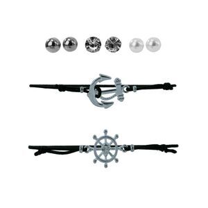 Anchor & Wheel Bracelet Earring Set